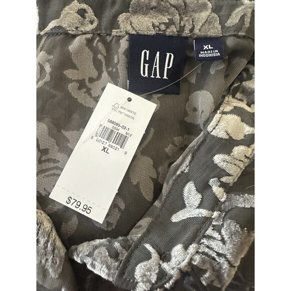NWT GAP Recycled Velvet Crop Shirt Sheer Burnout Collared Button Up Top Size XL - Picture 8 of 12